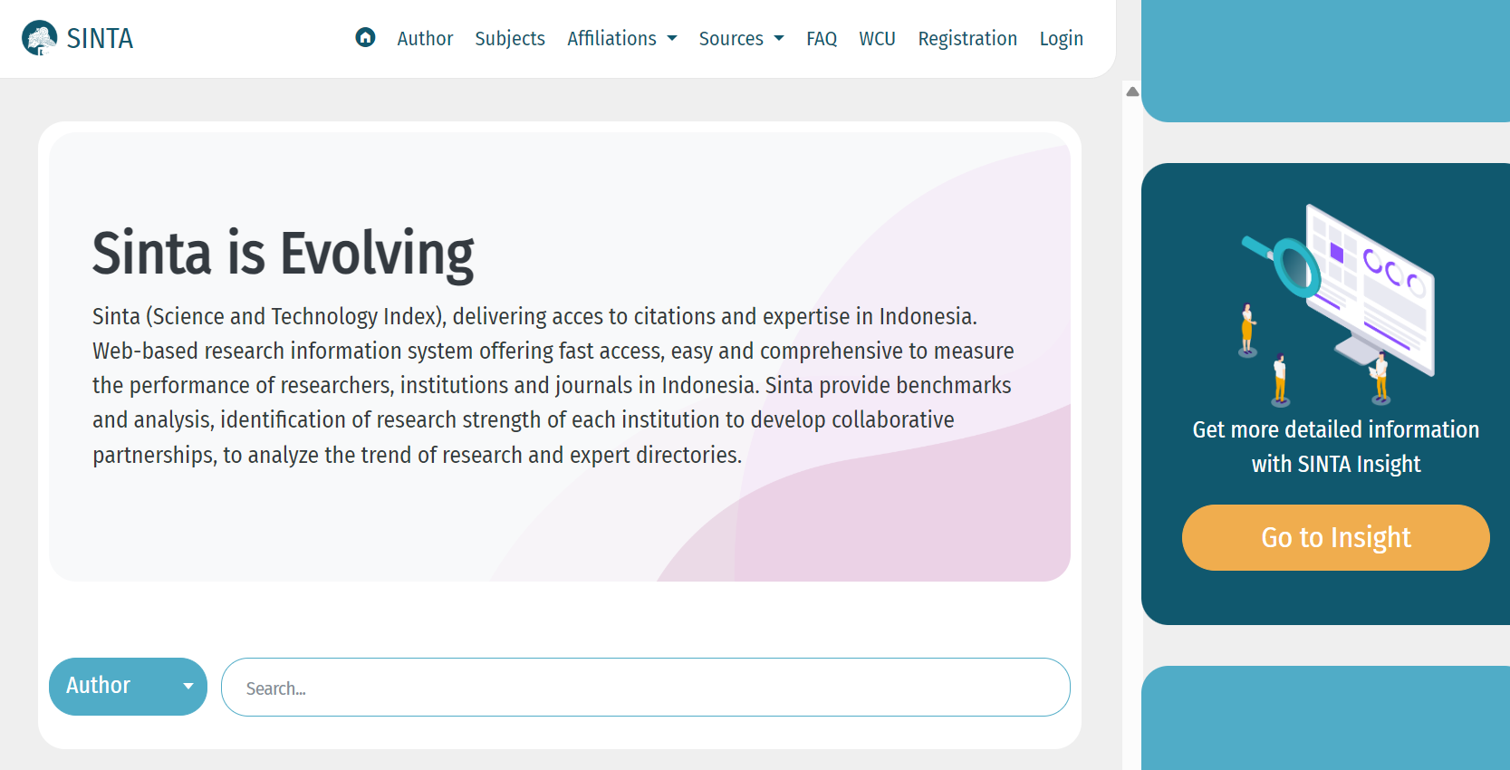 Halaman Website Sinta (Science and Technology Index)